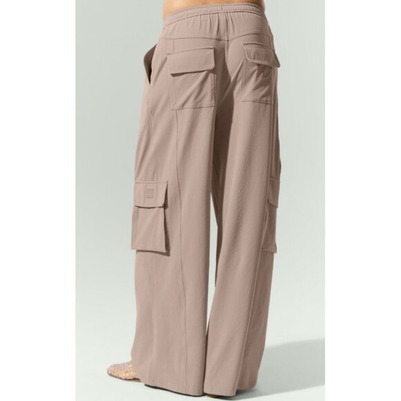 NEW Alo Dreamscape Cargo Wide Leg Pants Taupe Tan Oversized Utility Trousers S - Picture 2 of 13